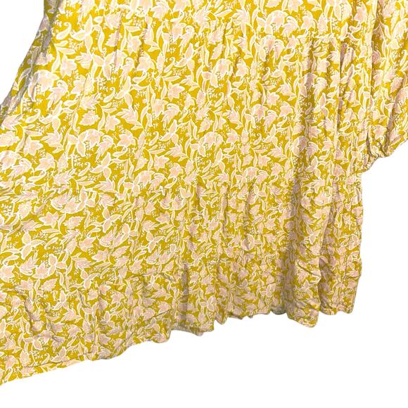 Boden Notch Tiered Floral Midi Dress Yellow Pink Print EcoVero US Size 10R - Picture 7 of 11